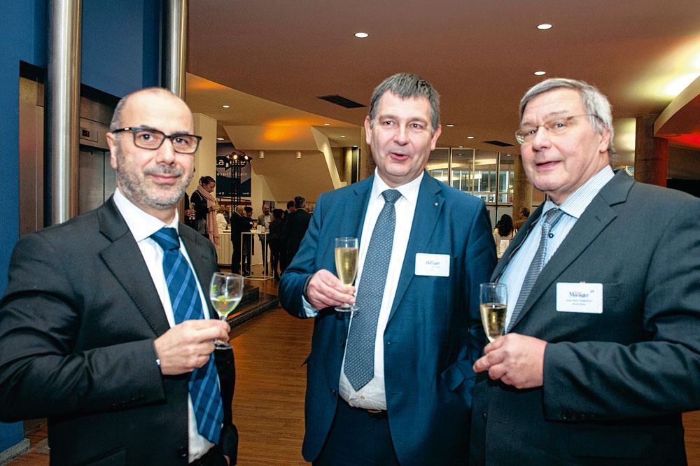 Vassilios Skarlidis, directeur régional de SD Worx, Michel Tefnin, associé chez BDO, et Serge Wuestenberghs, CEO d'Alcyon.