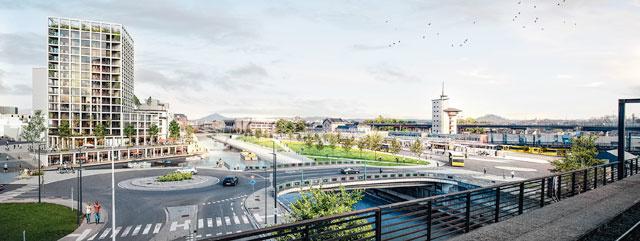 Si le privé s'est attaqué à la réhabilitation de la rive gauche de la Sambre, la Ville de Charleroi pilote la rive droite, avec des espaces publics et une grande esplanade.