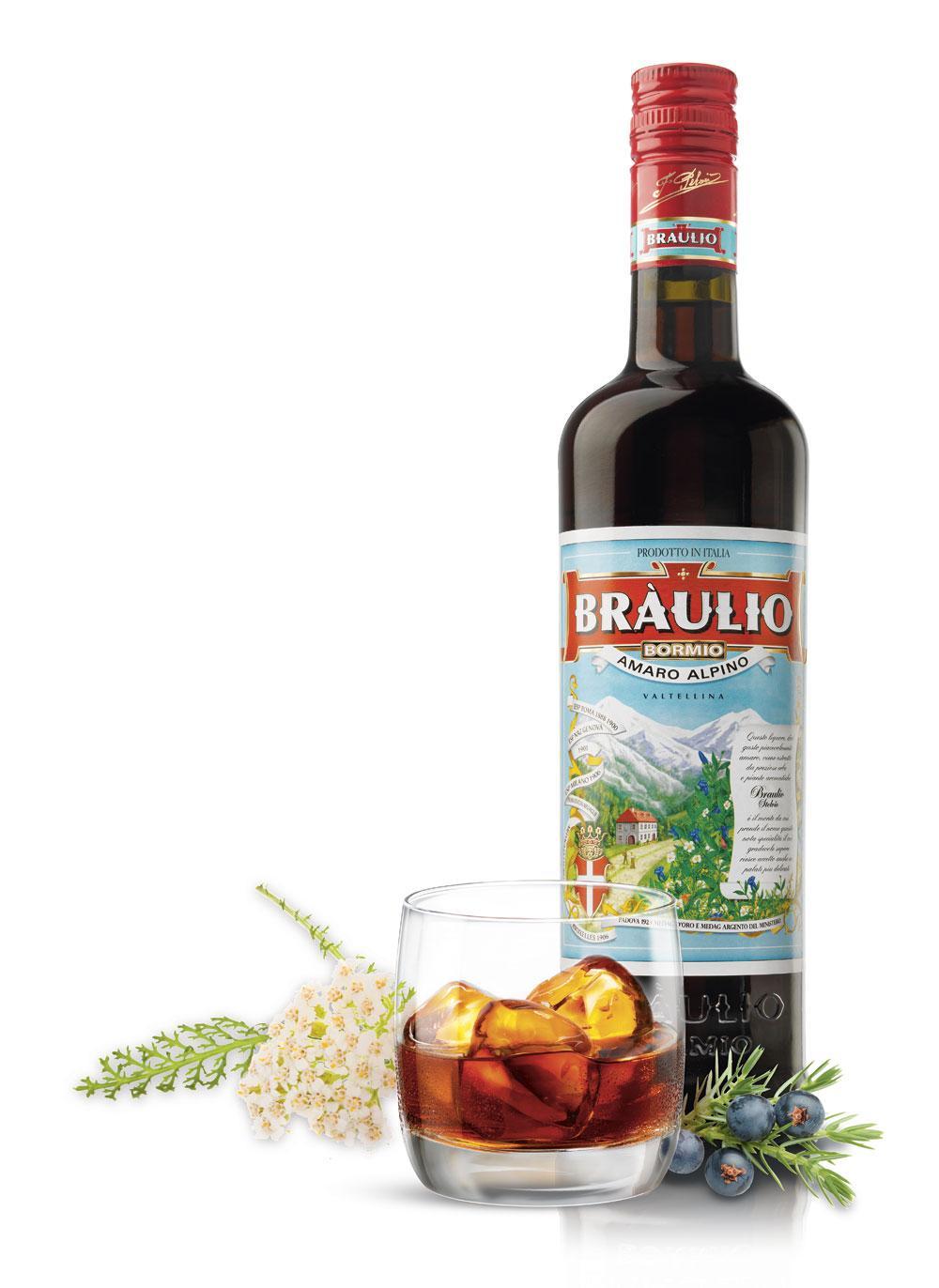 Braulio          Inventé en 1875 par le pharmacien Peloni, il est composé entre autres de gentiane, d'absinthe, d'achillée musquée et de genièvre.