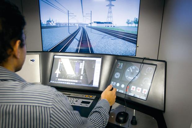 Un simulateur de conduite testé chez Alstom Belgique.