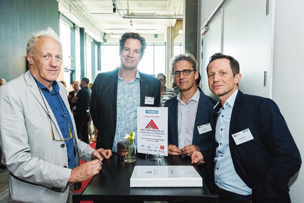Herman Baets, directeur de MRT Consulting, Toon Beddegenoodts, quality and asset manager à l'Imec, Bert Pieters, engineering manager chez PepsiCo Zeebrugge, et Erwin Bovyn, national O&M director chez EDF Luminus et président du jury des BEMAS Asset Performance Awards.