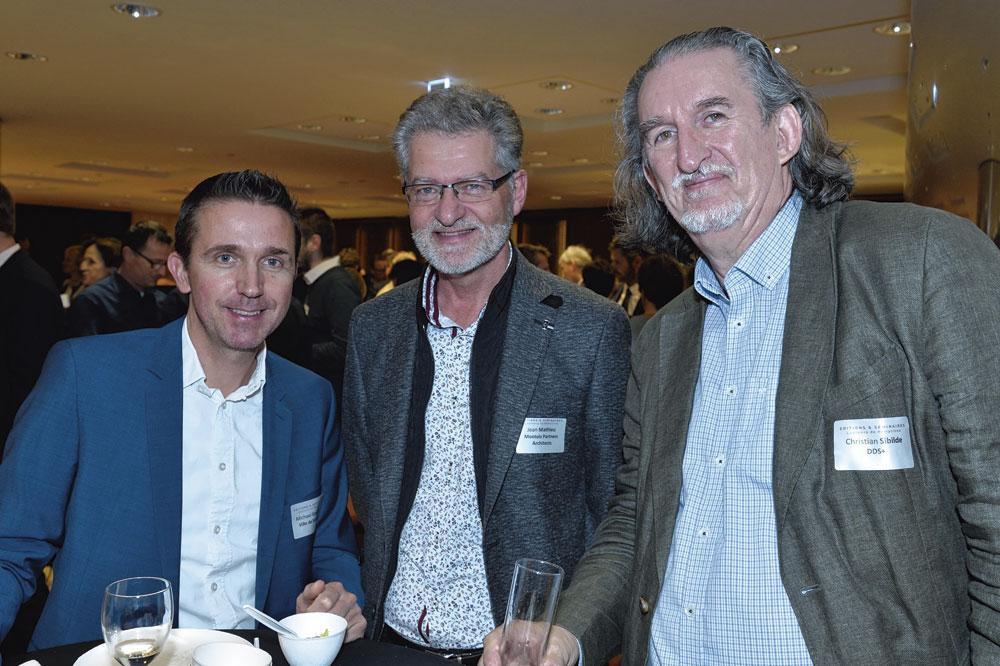 Michaël Goetynck, directeur général  du département urbanisme de la Ville de Bruxelles, Jean Mathieu, administrateur délégué de Montois Partners Architects,  et Christian Sibilde, architecte  et cofondateur-associé de DDS+.