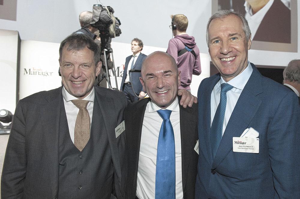 Jean-Jacques Cloquet, Manager de l'Année 2018, Jean-Pierre Lutgen, Manager de l'Année 2017, et Jean Eylenbosch.