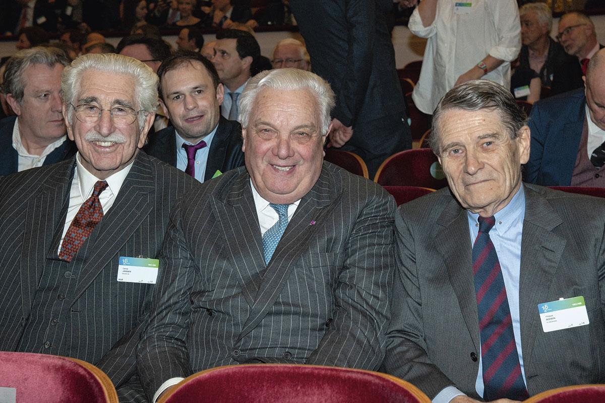 Un trio d'anciens présidents de la FEB : Daniel Janssen, Georges Jacobs et Philippe Bodson.