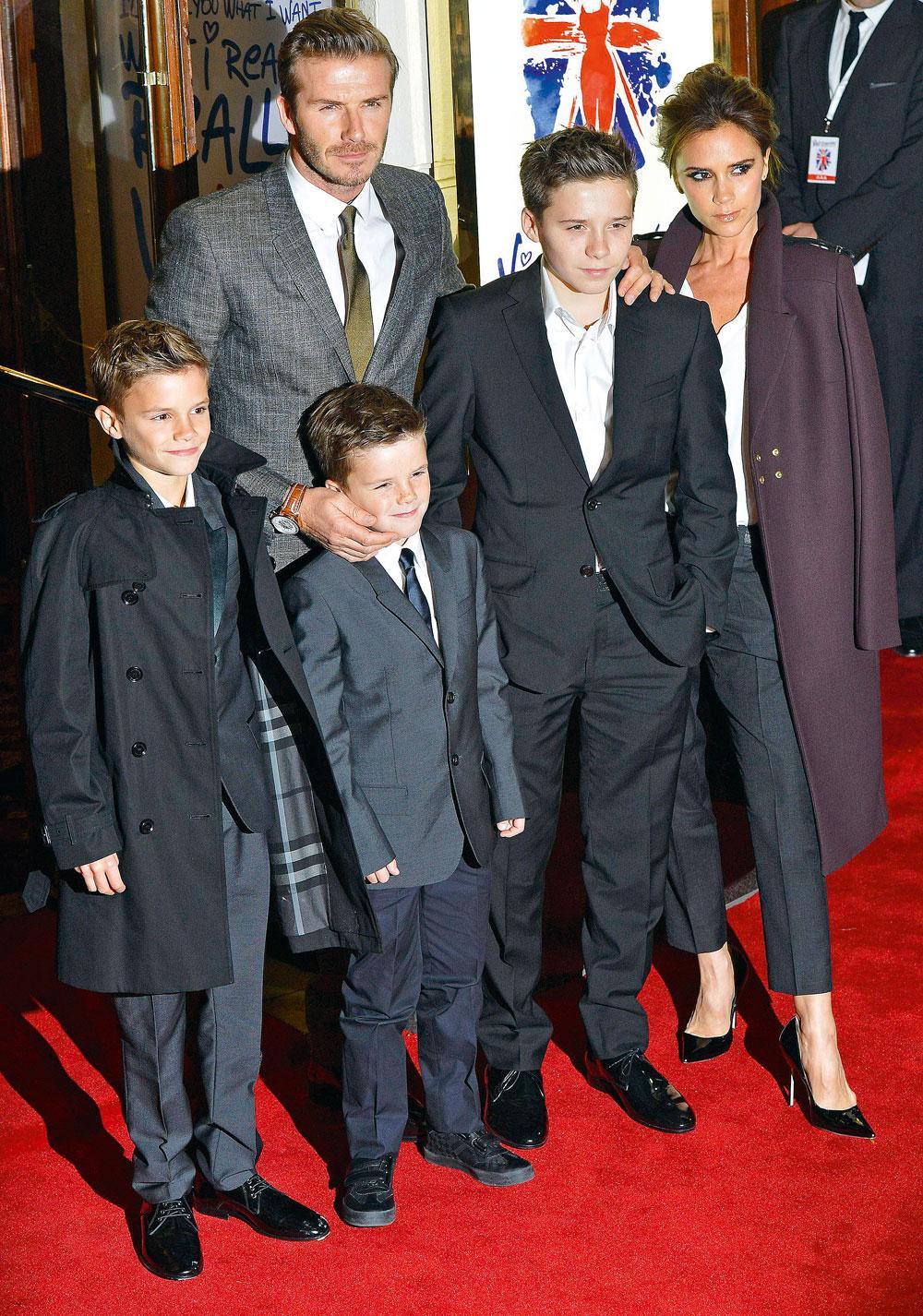 La famille Beckham sans la benjamine Harper, née en 2011.