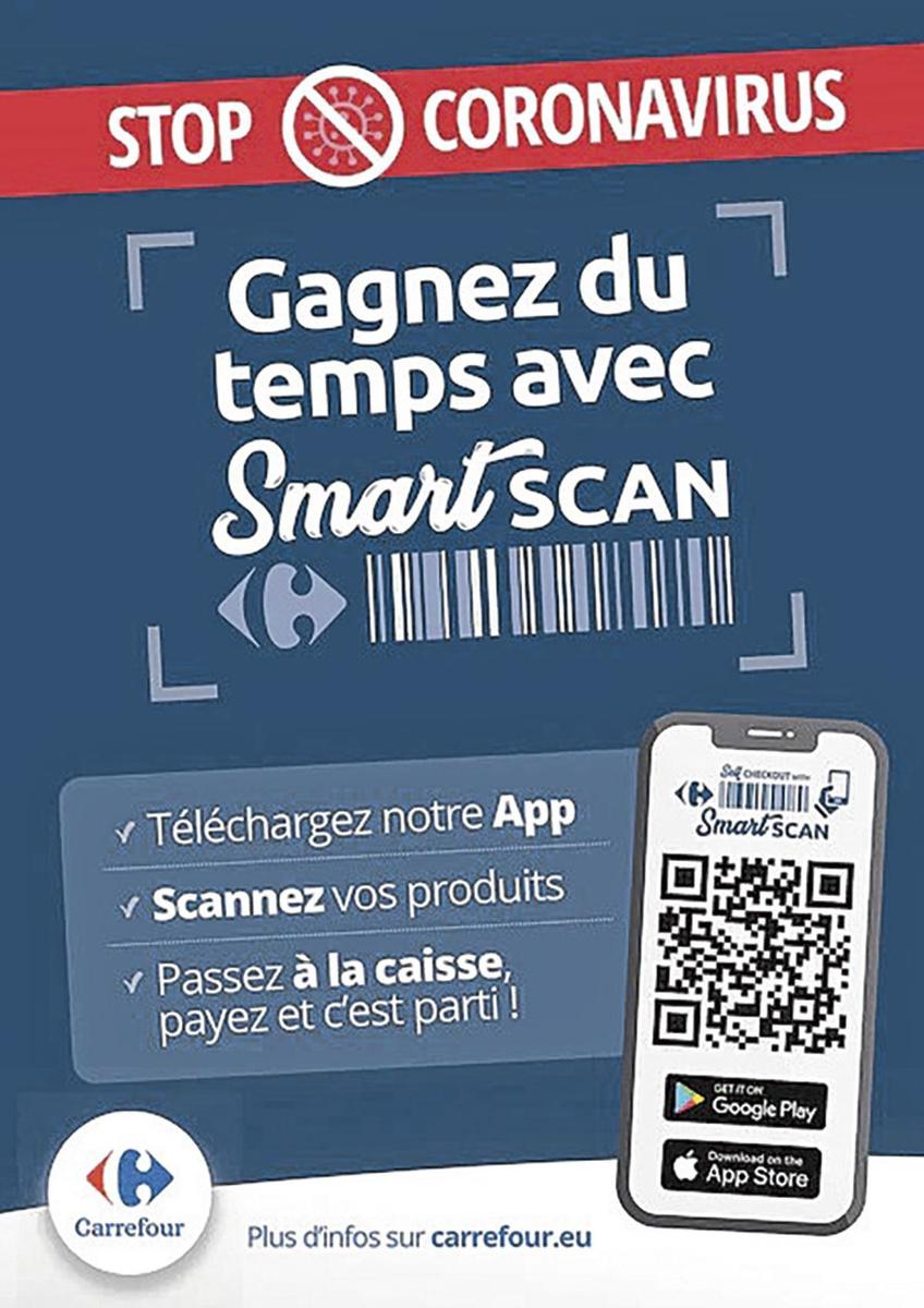 Le Smartscan permet de maintenir la distanciation sociale chez Carrefour.