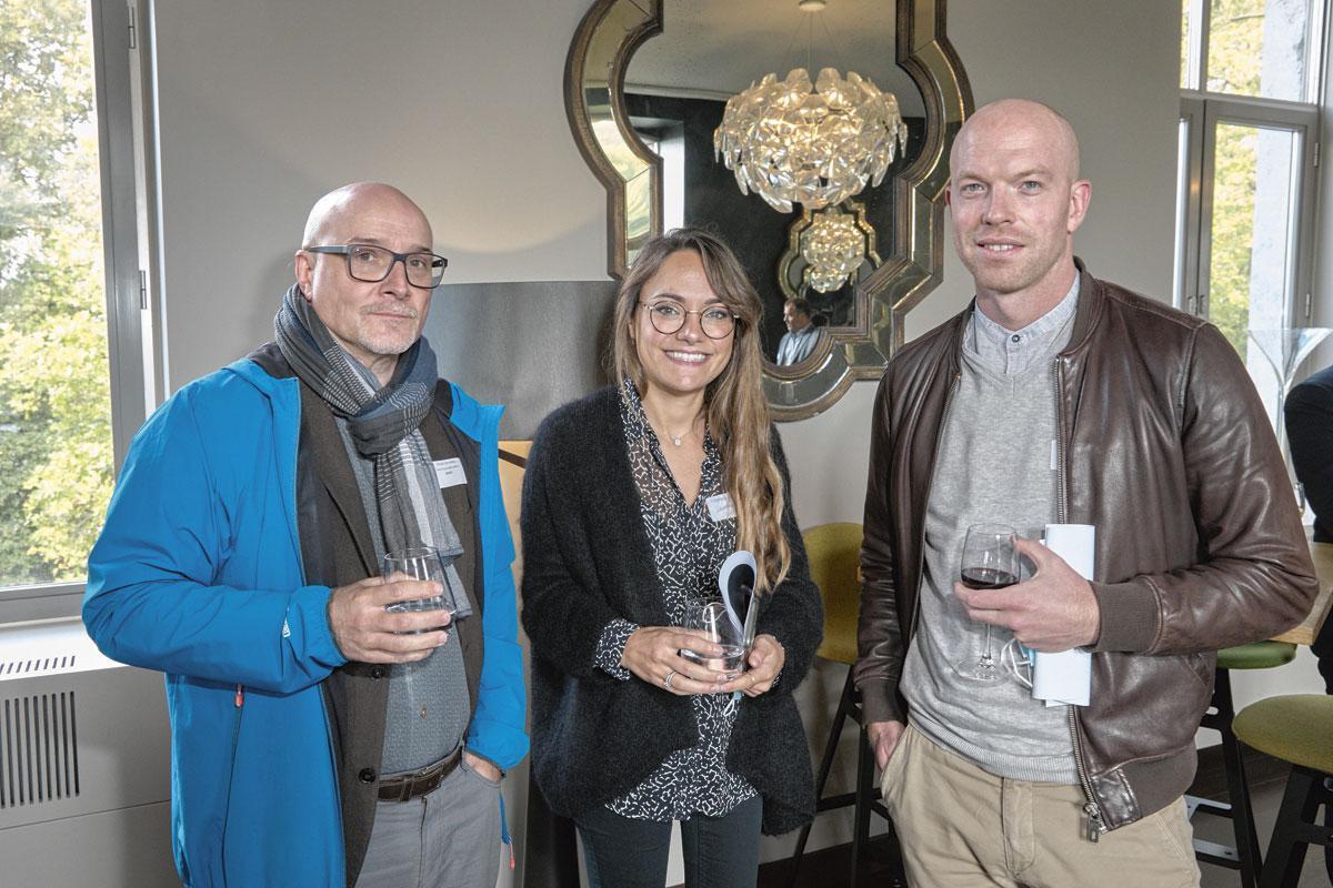 Stéphanie Montenair, investment manager à la SRIW, entourée de François Dorrekens, head group public affairs chez bpost, et Alexandre Plissart, directeur général du groupe Decube.