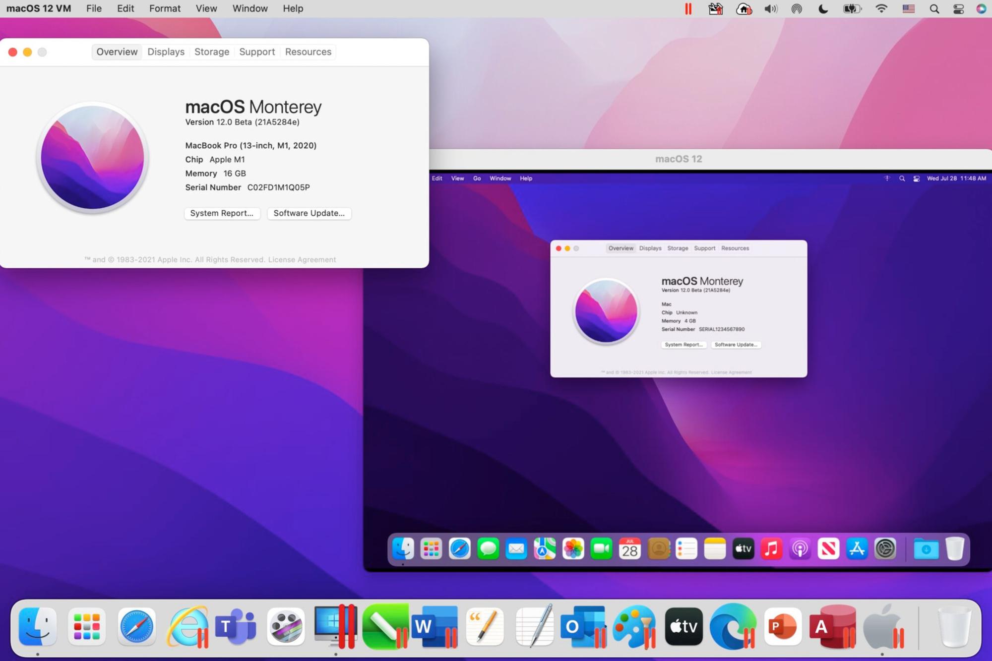 De bètaversie van macOS Monterey in een Parallels Desktop 17-venster.