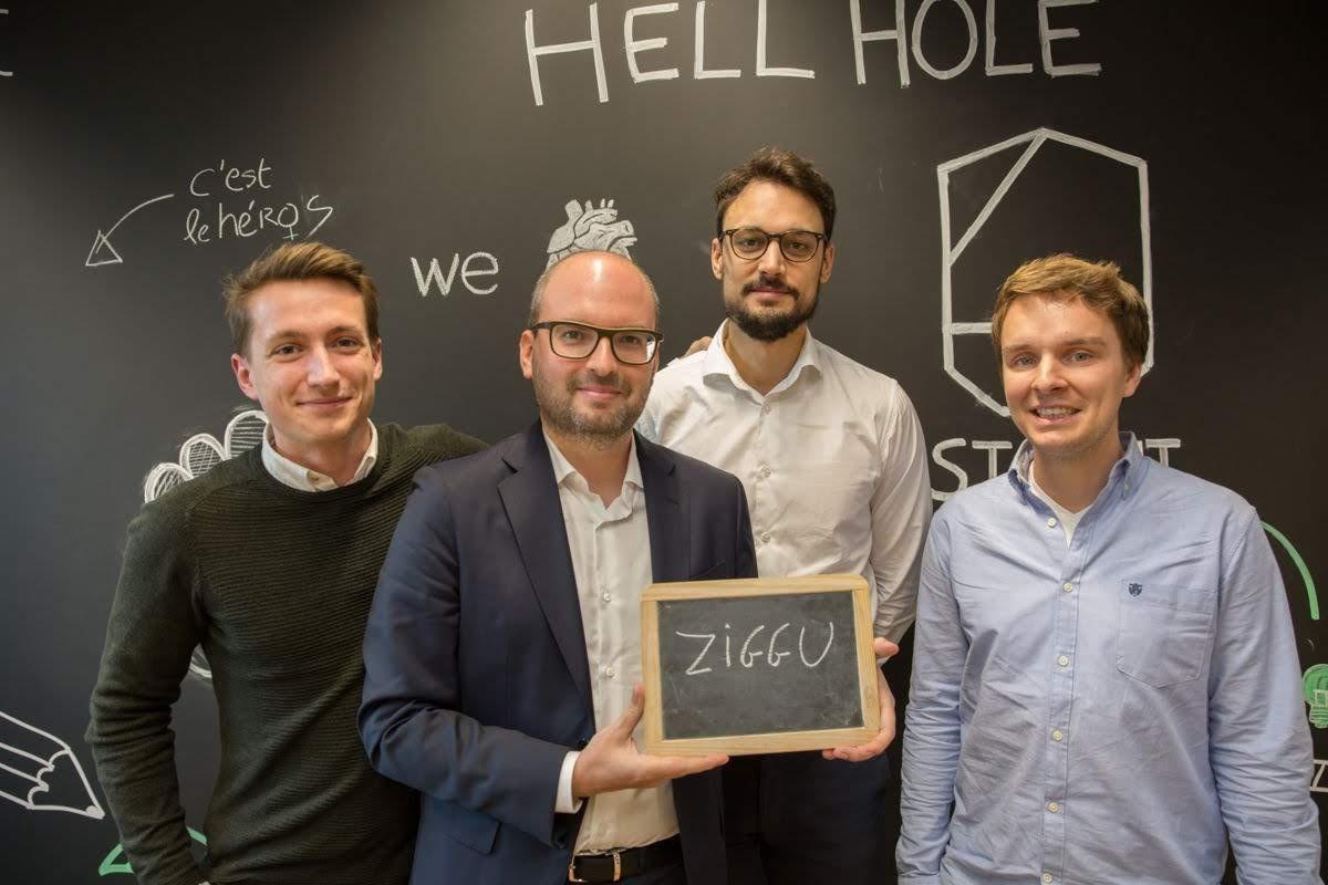 De oprichter van Ziggu, van links naar rechts: Vincent Van Impe, Yannick Bontinckx Pieter Gistelinck en David De Winter