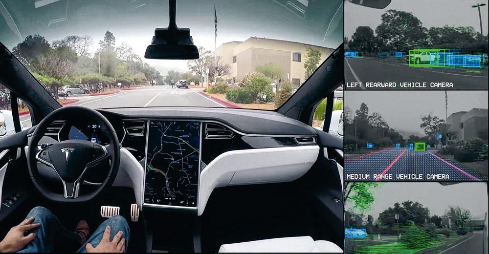 Wagens die de chauffeur bij het rijden ondersteunen, zoals deze van Tesla, zijn nu al uitgerust met meer camera's, sensoren en 'zintuigen' dan een mens ooit zal hebben.