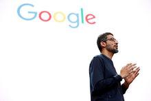 Google-CEO Sundar Pichai tijdens de keynote op Google I/O.