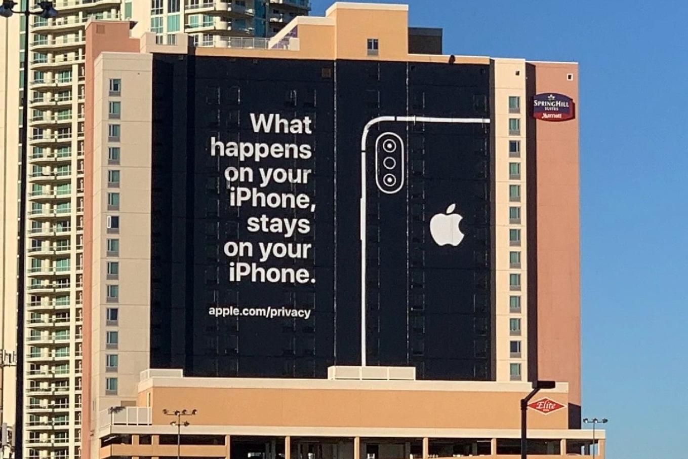 Een advertentie waar Apple in 2019 mee uitpakte op de CES-technologiebeurs.