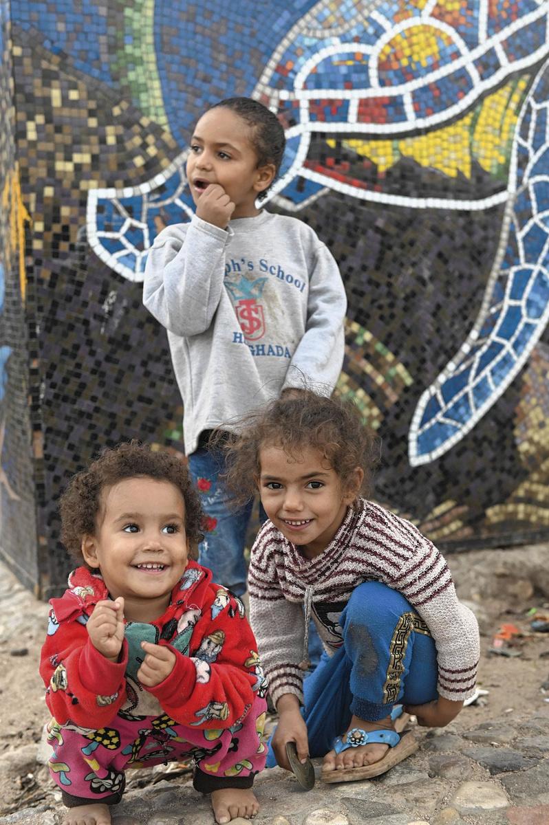 Spelende kinderen in Hurghada.