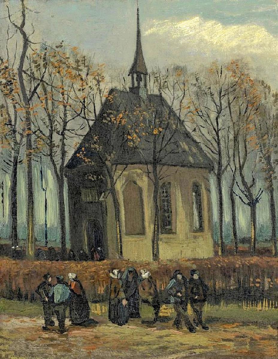 Het protestants kerkje van Nuenen, nu en door Van Gogh.