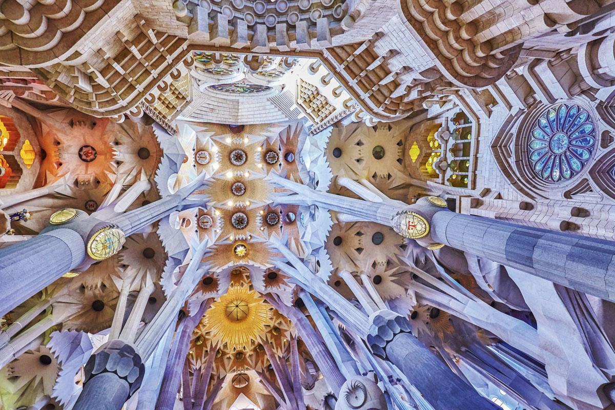 En 2026, cent ans après la mort de l'architecte Antoní Gaudí, la cathédrale de la Sagrada Familia de Barcelone sera enfin achevée. Mais rien ne vous empêche d'admirer déjà sa voûte aux motifs végétaux, soutenue par une improbable forêt de pierre.