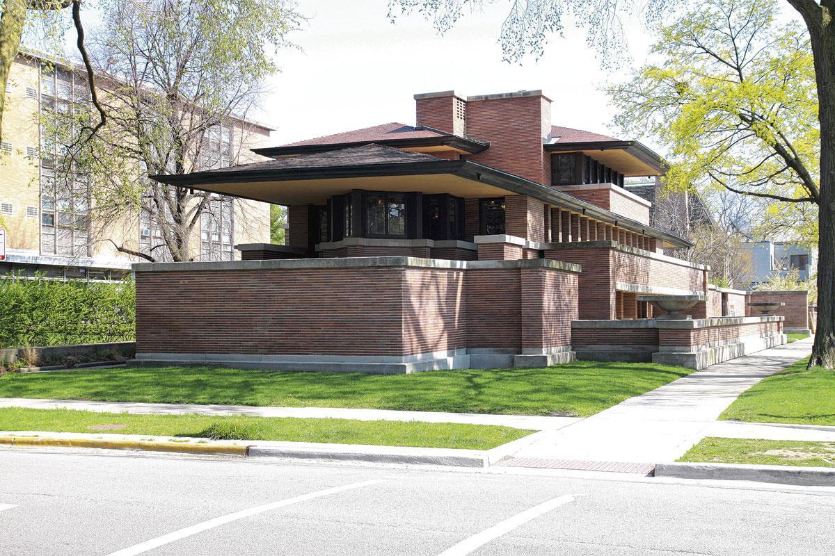 The Frederick C. Robie House, een van de vele ontwerpen van Frank Lloyd Wright in Chicago.