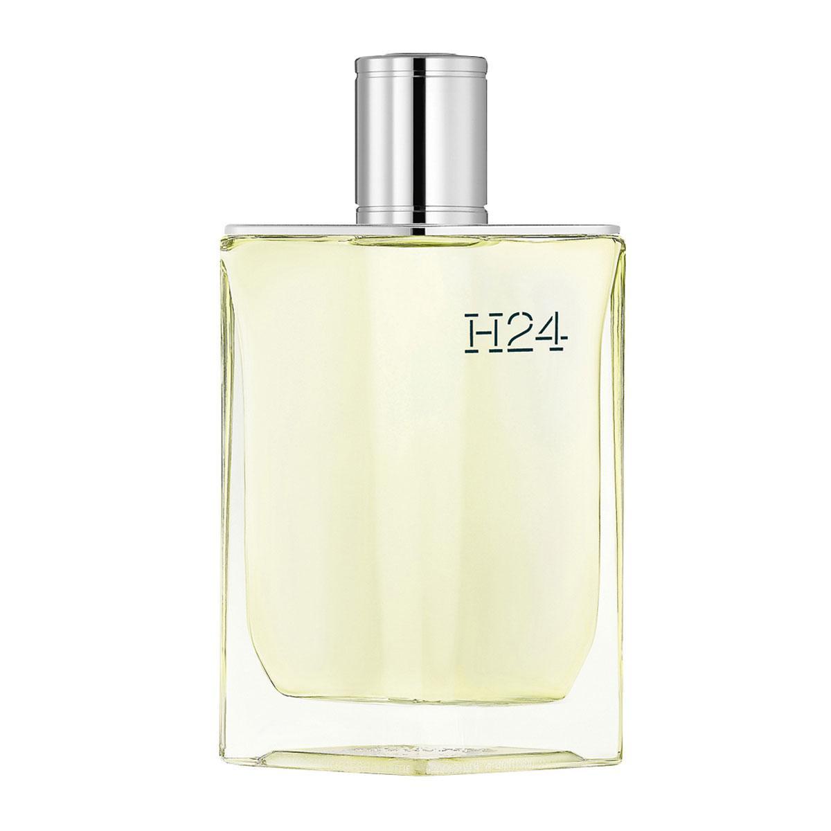 Een parfum met scharlei, toetsen van hooi en versgemaaid gras, op basis van amber. H24 van Hermès, 105 euro, 100 ml, navulbare flacon, in de parfumerie en op hermes.com