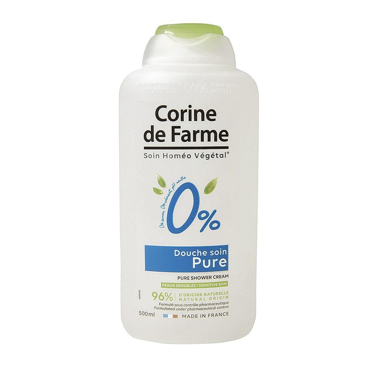 Clean beauty voor een zacht prijsje: vegan douchegel Soin Pure 0% van Corine de Farme verzacht je huid en reinigt op milde wijze, 4,15 euro voor 500 ml, corinedefarme.be