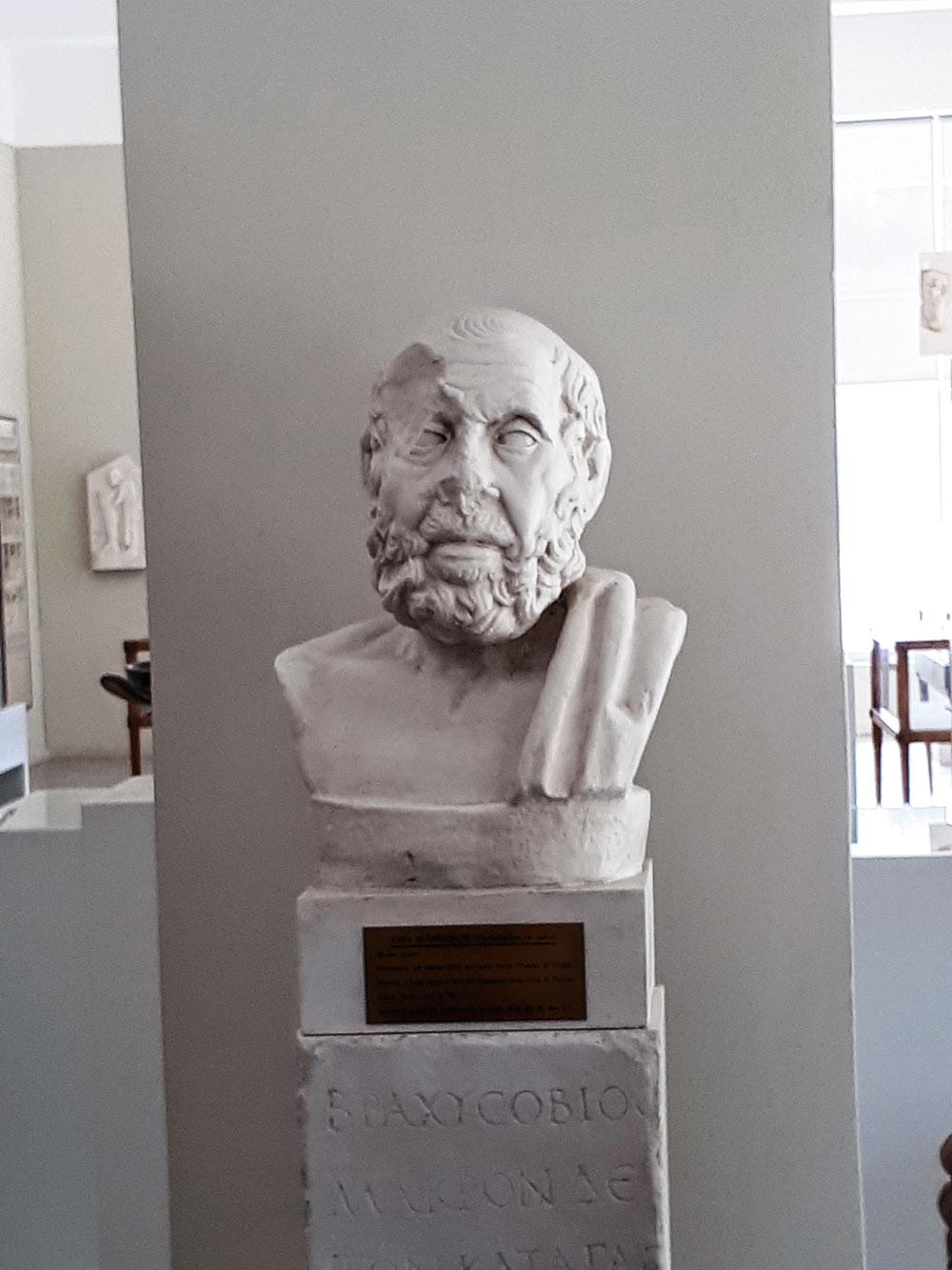 Marmeren buste van Hippocrates.