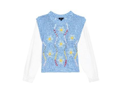 Mouwloze trui met witte bloesmouwen - € 228 - Rails.