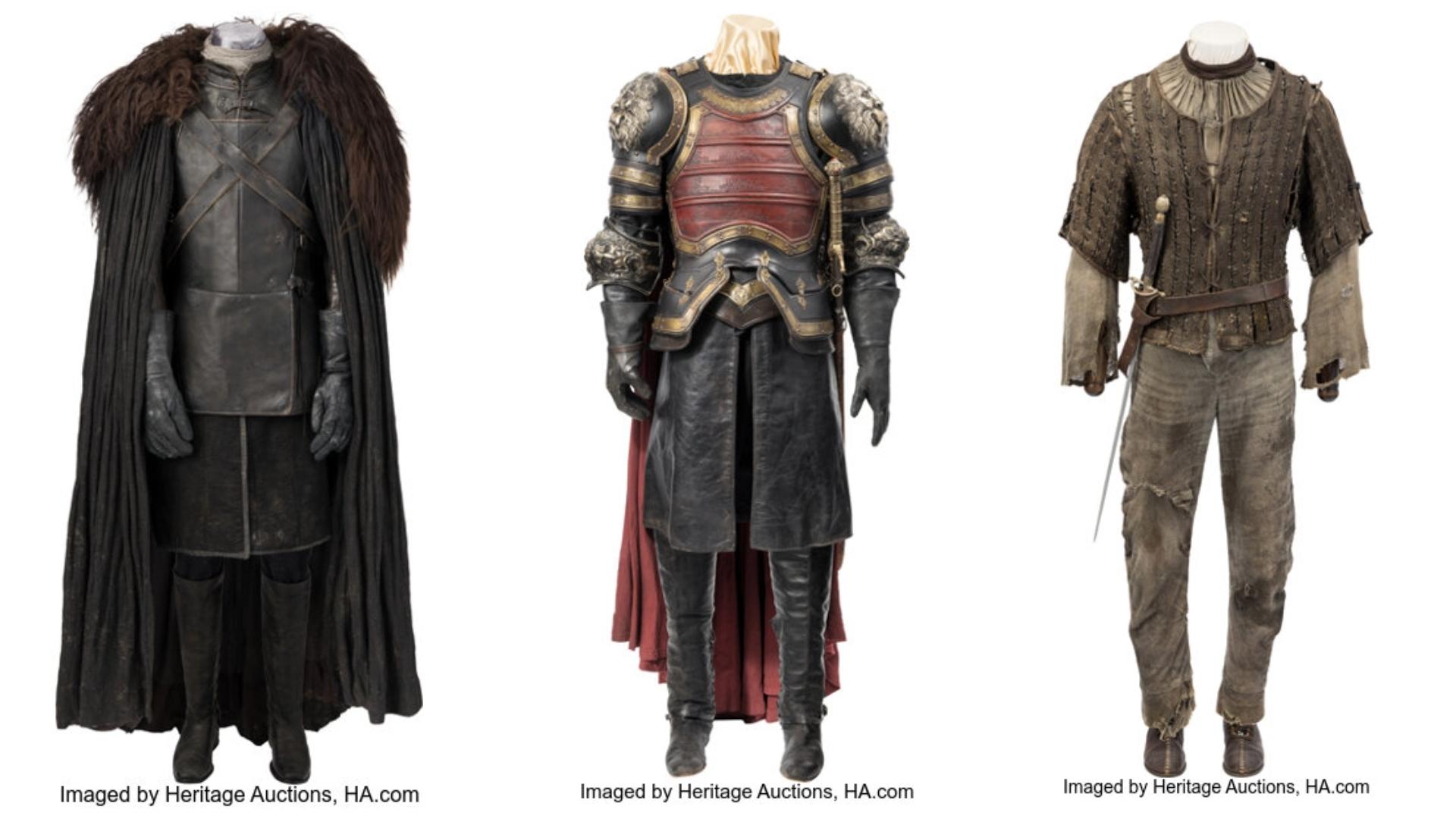 Les tenues de Jon Snow, Jaime Lannister et Arya Stark vendues aux enchères.