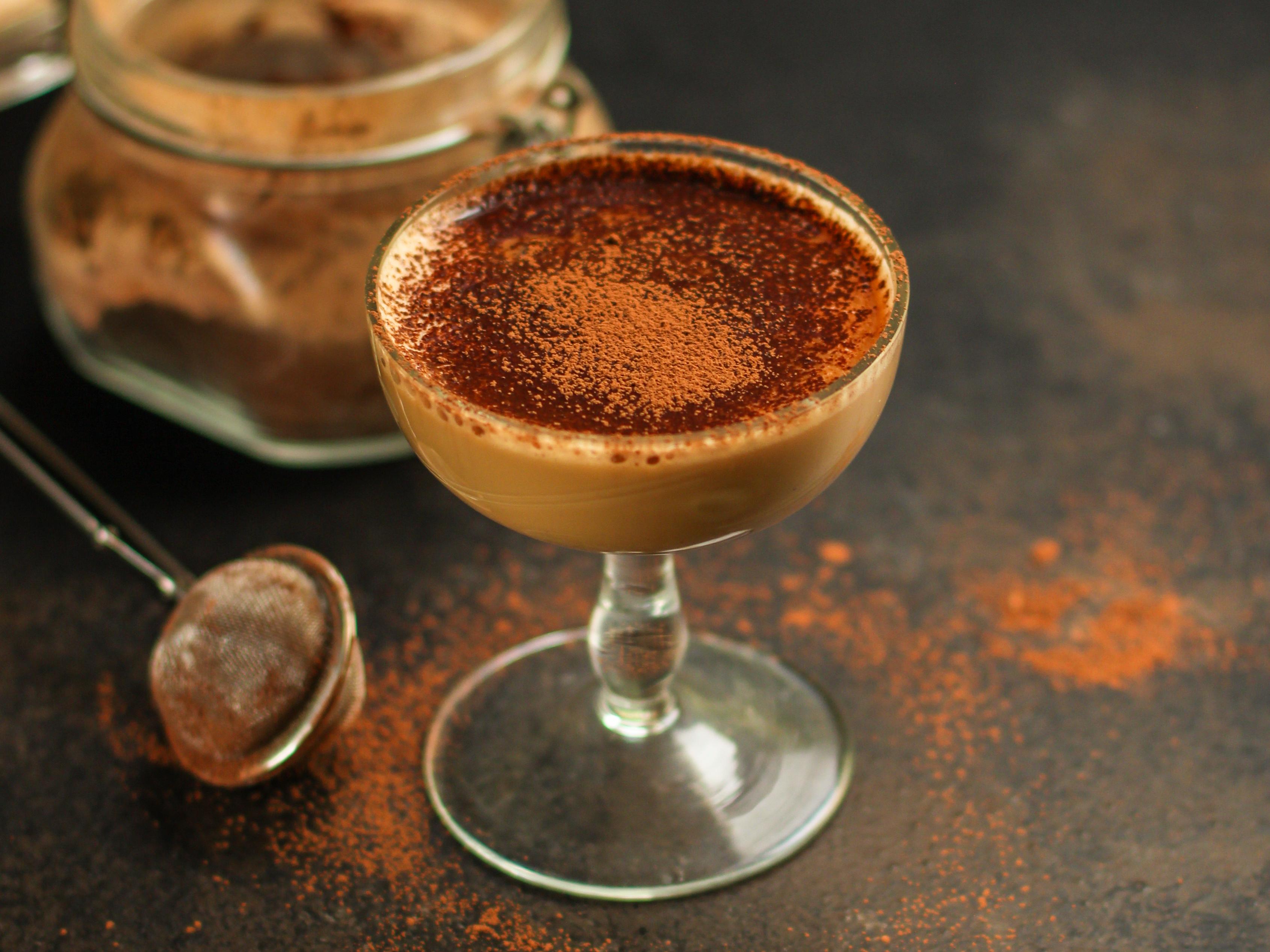 chocolate and coffee dessert (a portion of sweet food) jelly mousse