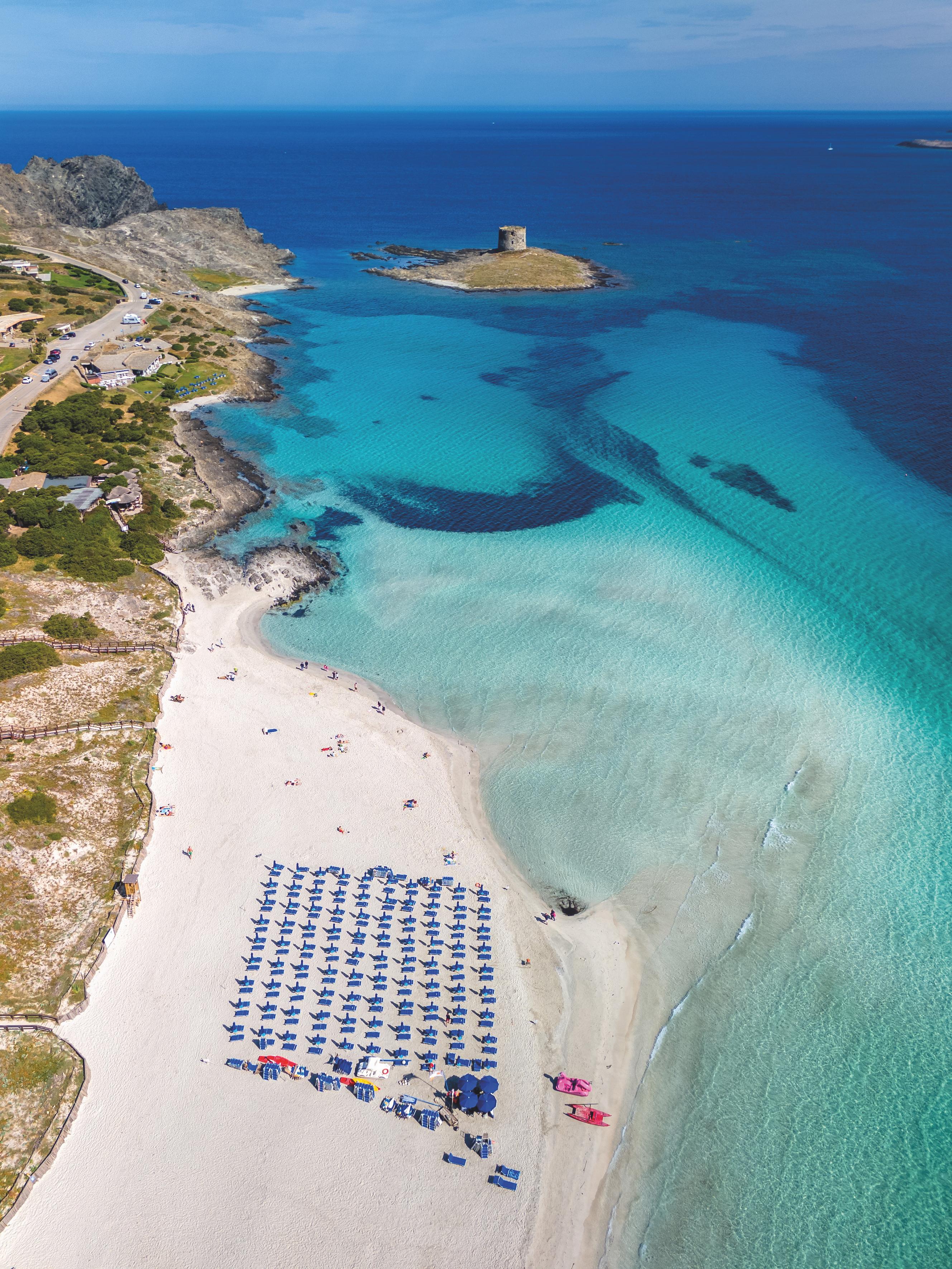 Aerial View of Spiaggia La Pelosa, Stintino, Province of Sassari, Sardinia
