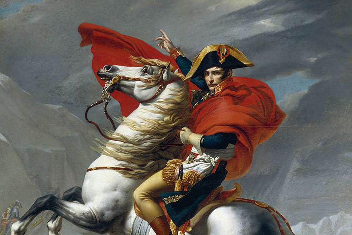 Jacques-Louis David, Napoleon steekt de Alpen over, 1800. 