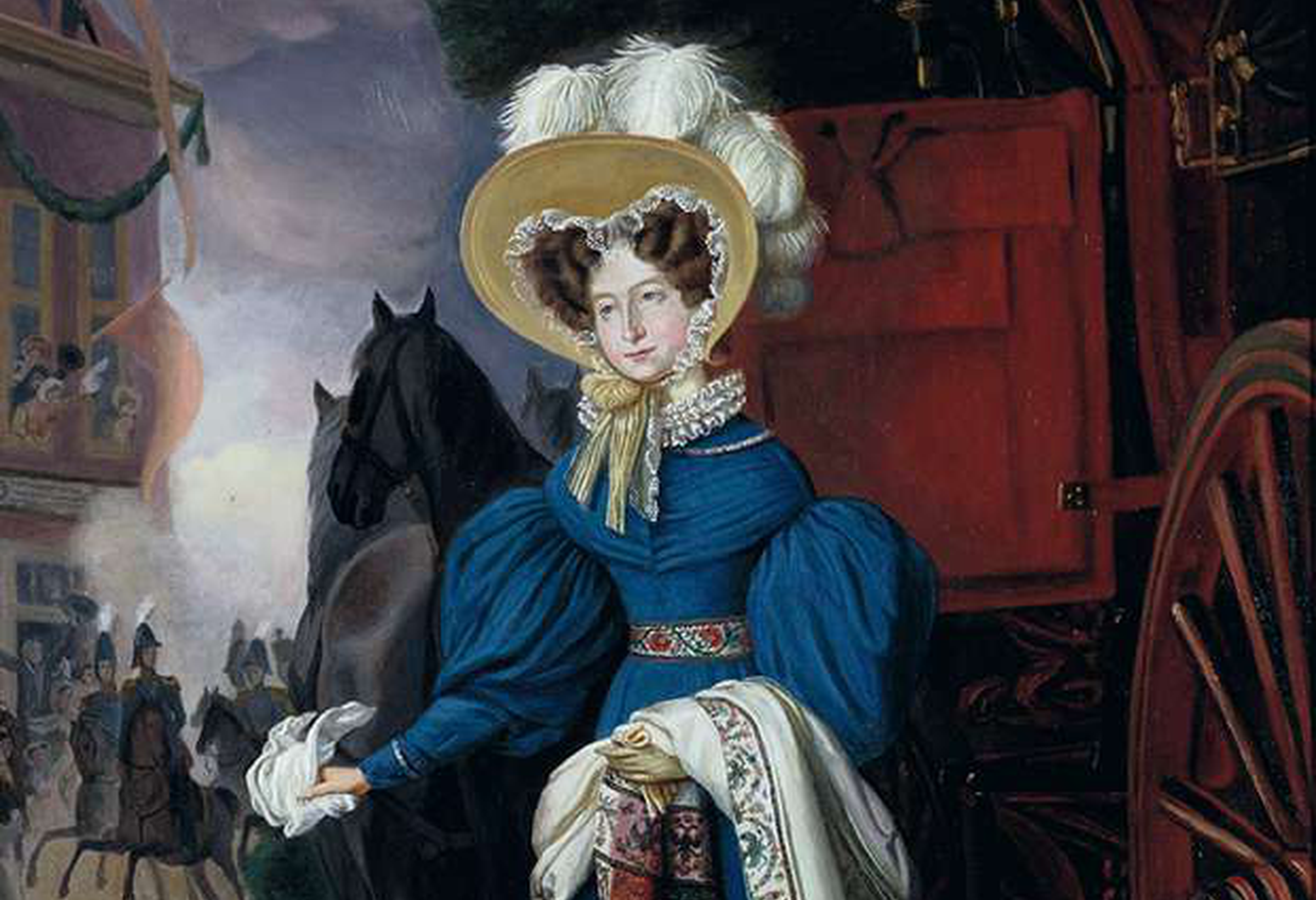 Jan Baptist van der Hulst, Portret van Anna Paulowna, 1831. Napoleon had naar de hand van het zusje van de tsaar gehengeld. Ze trouwde met koning Willem II en werd koningin van de Nederlanden. © Paleis Het Loo. Publiek domein
