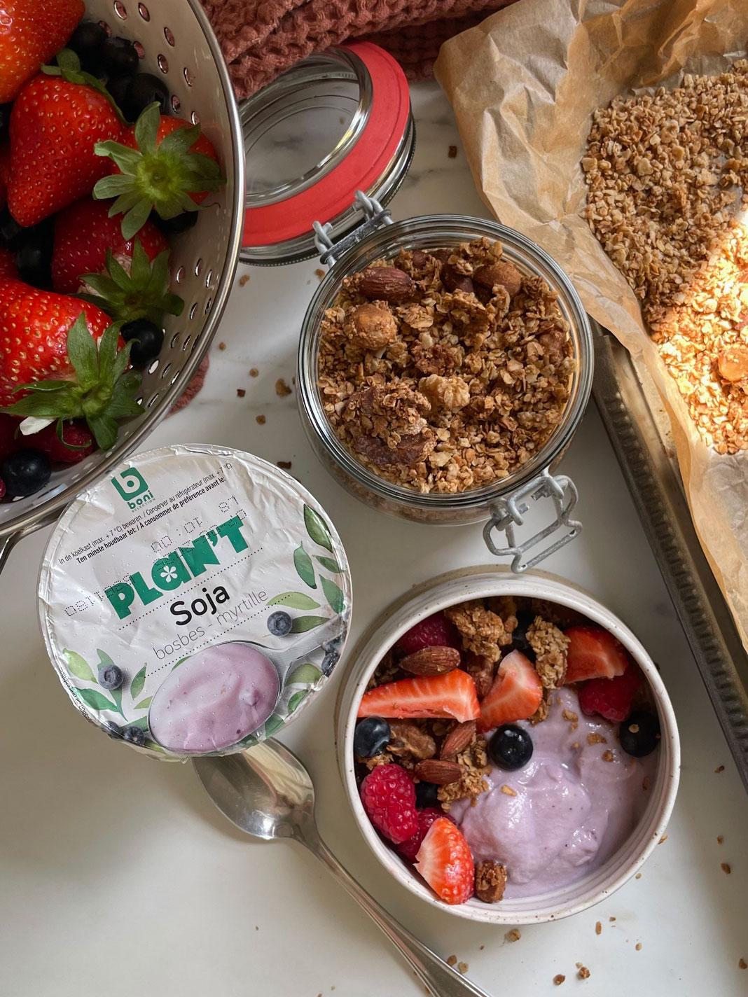 Sojayoghurtbowl met homemade granola