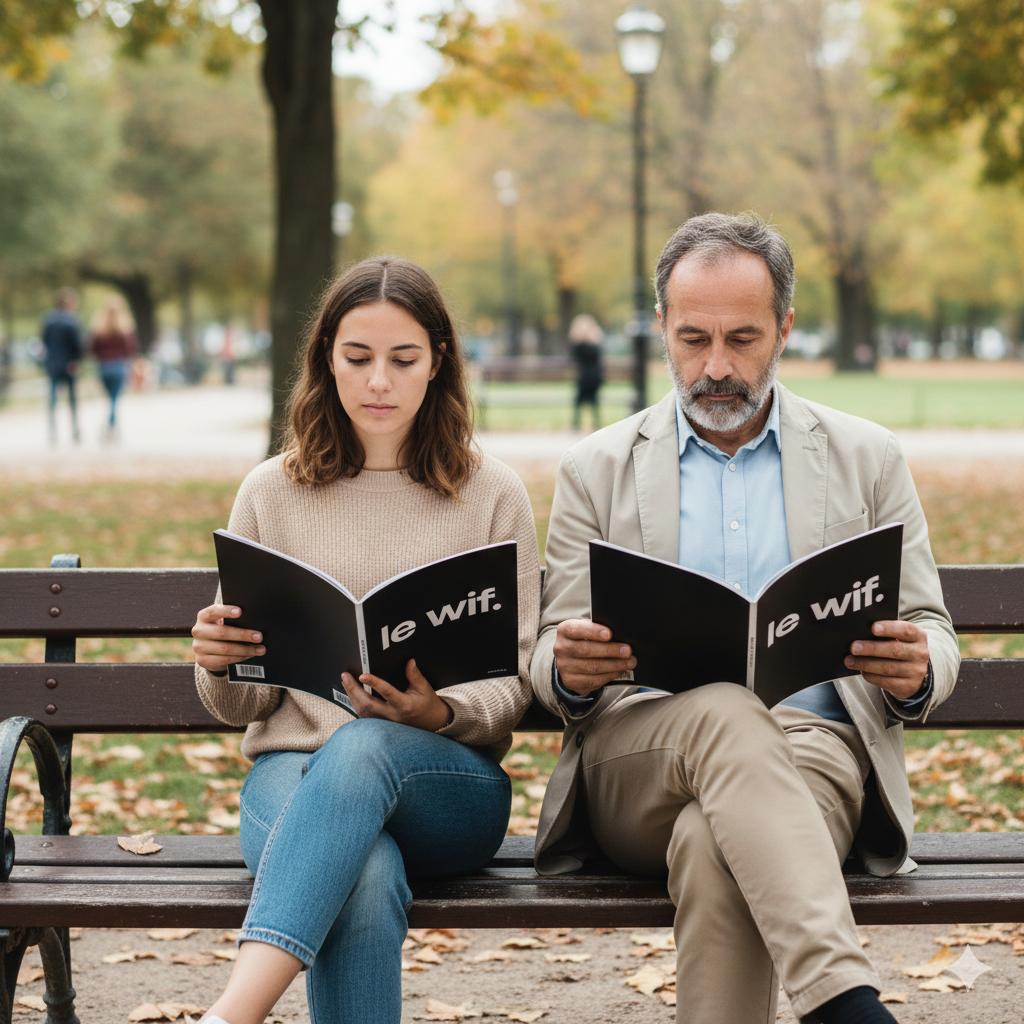 photo truquée de personnes lisant un faux magazine Le Wif