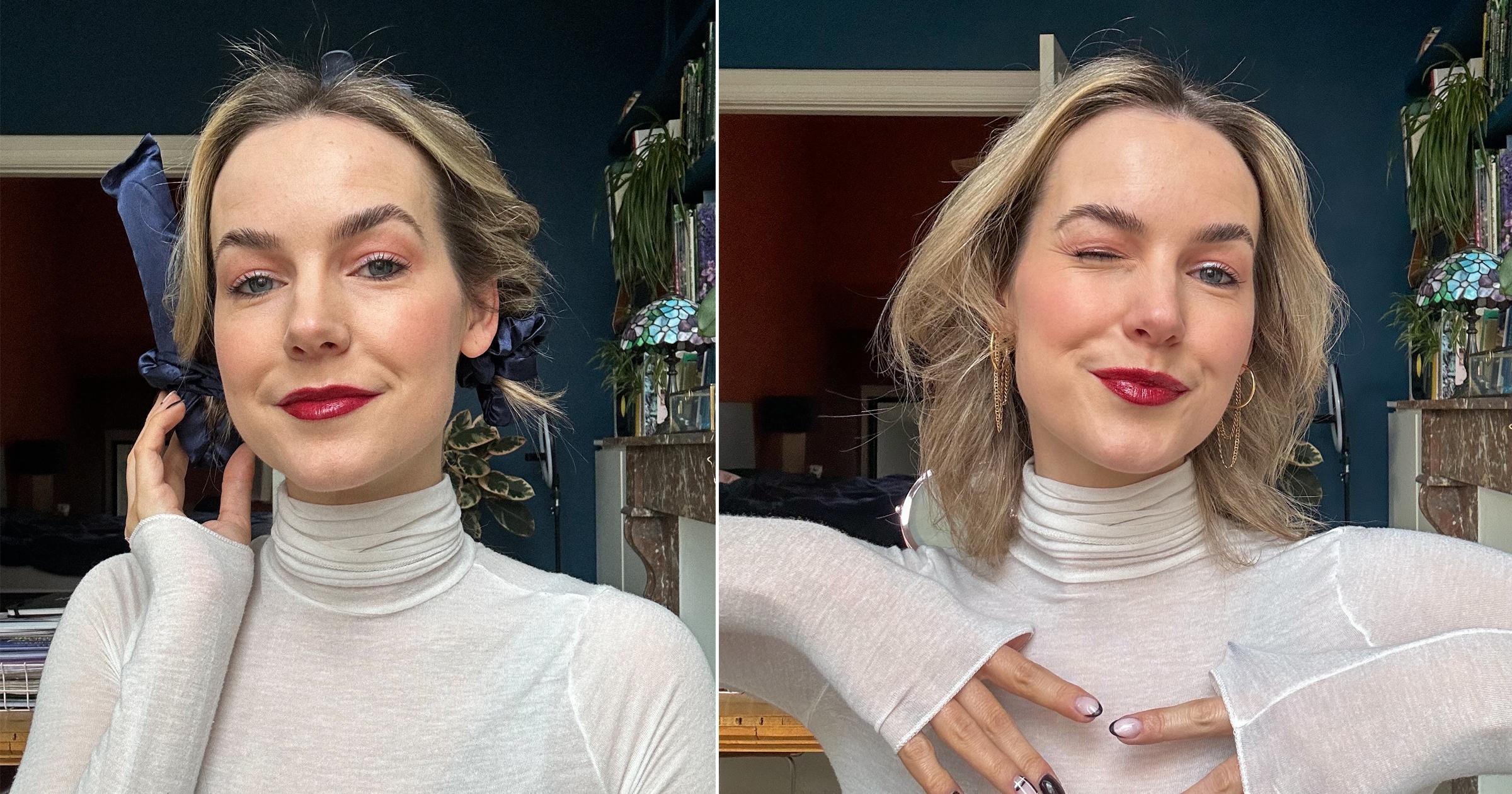 heatless curls voor na