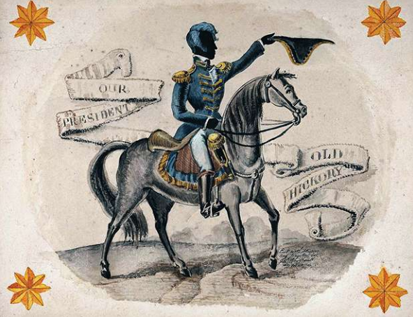 Cartoon Andrew Jackson, president van de VS geweest