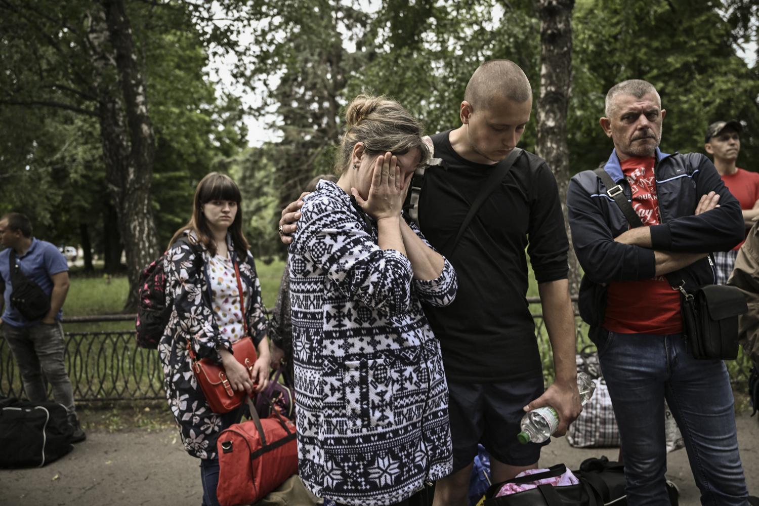 Evacuation des habitants de la ville de Sloviansk, le 2 juin 2022
