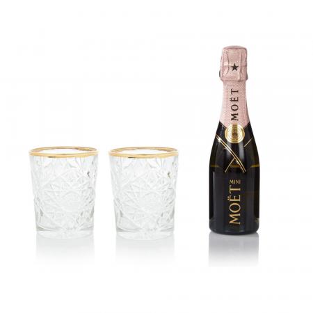 Set glazen en flesje champagne