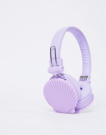 Lila headphone met schelpen