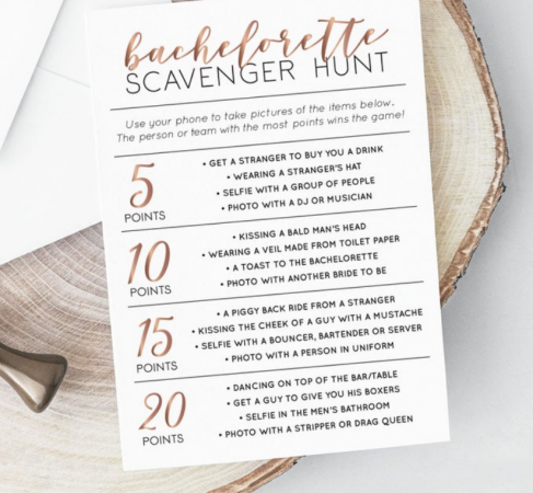 Bachelorette Scavenger Hunt