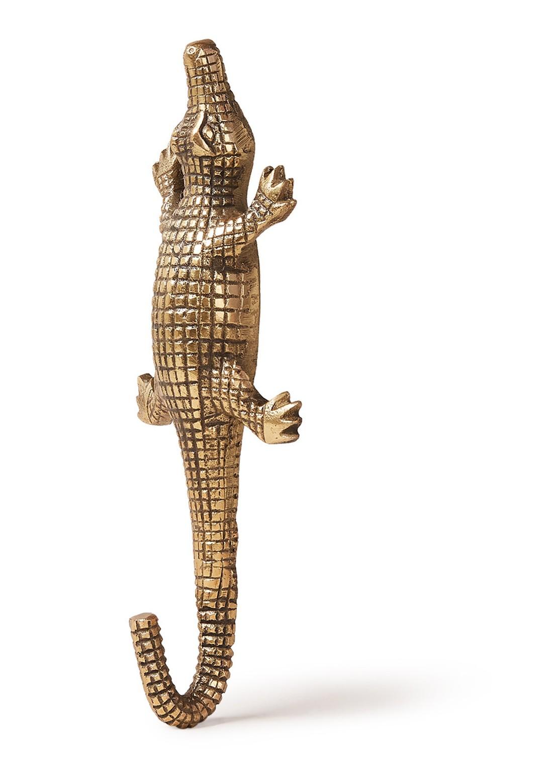 Goudkleurige wandhaak in de vorm van een krokodil