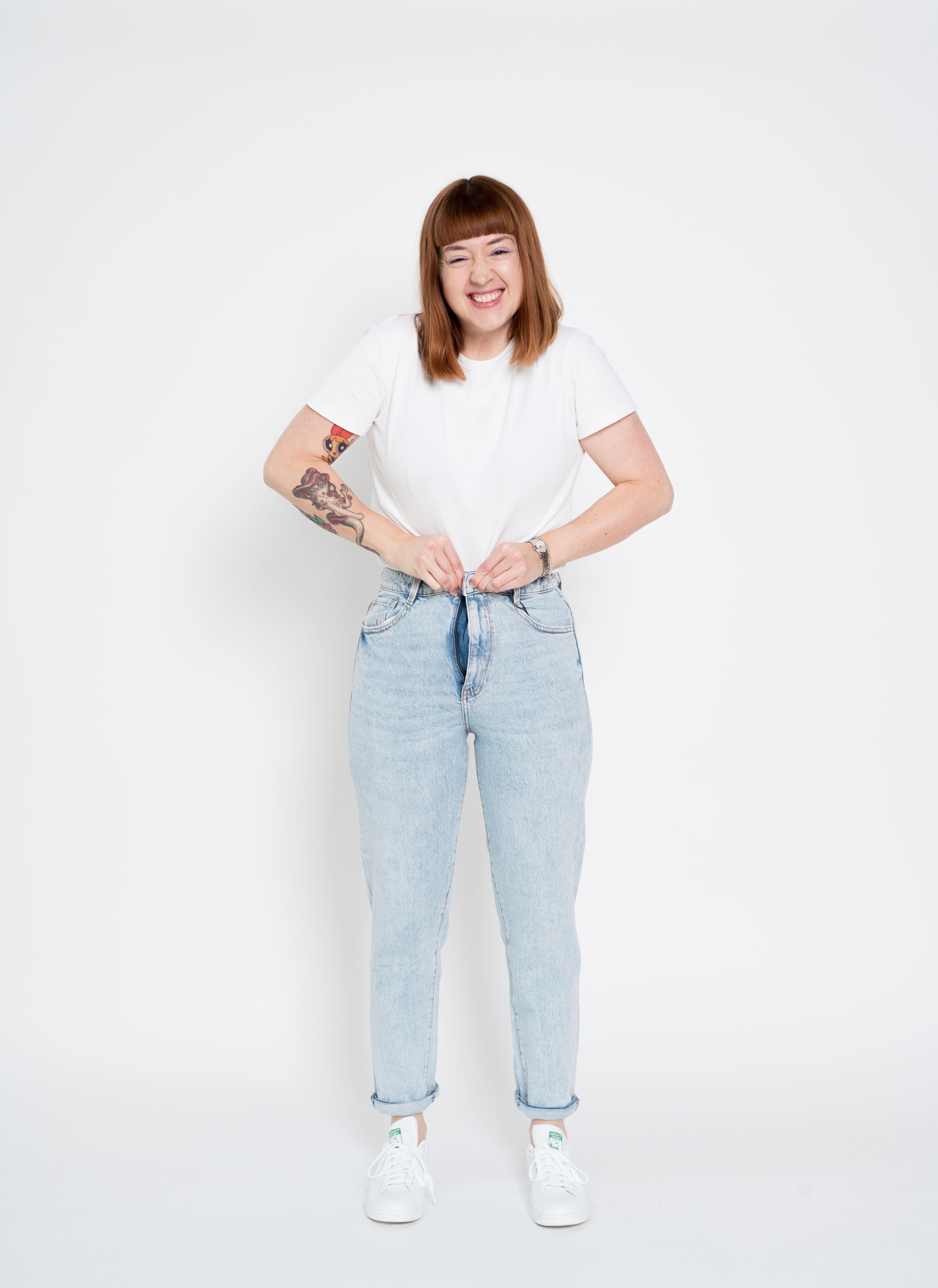 Lichte mom jeans met opgerolde pijpen