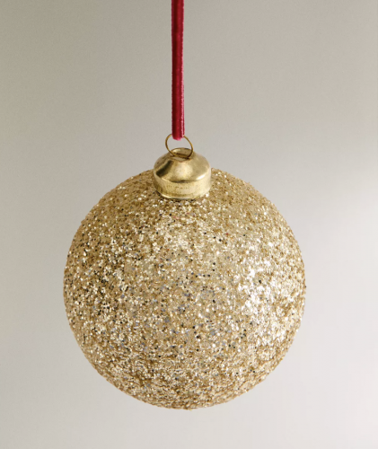 Glazen kerstbal met glitter