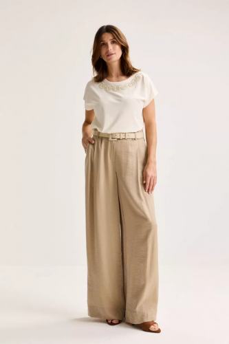 Glanzende broek met bandplooi