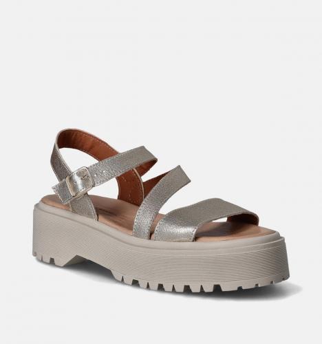 Metallic sandalen met plateauzool