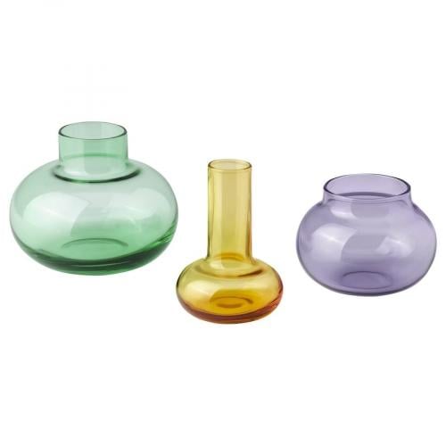 Trio glazen vaasjes