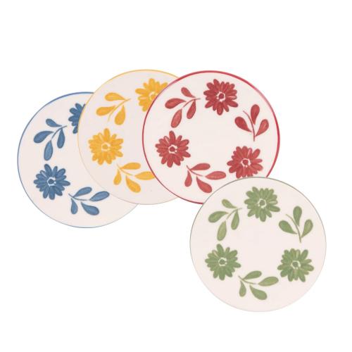 Set van 4 keramieken onderzetters met bloemenmotief ‘Louise’