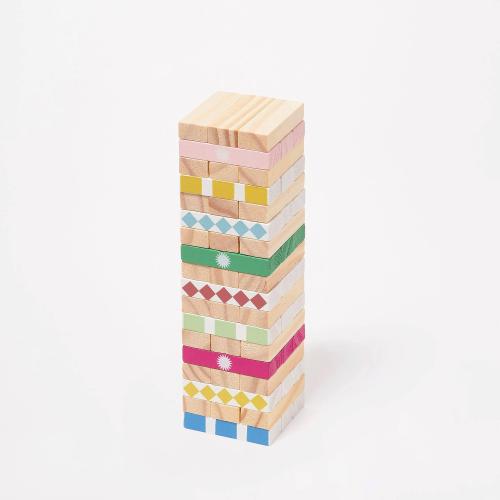 Houten Jenga spel met kleurrijke blokken ‘Majorelle’