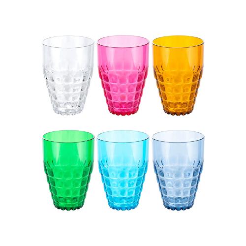 Set van 6 kleurrijke glazen van BPA-vrij plastic ‘Tiffany’
