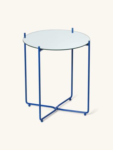 Metalen bijzettafel met glazen blad