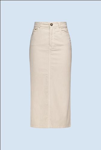 Ribfluwelen midirok