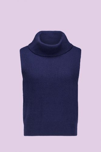Mouwloze rolkraagtrui in navy