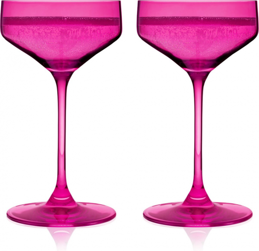 Set van twee fuchsia wijnglazen
